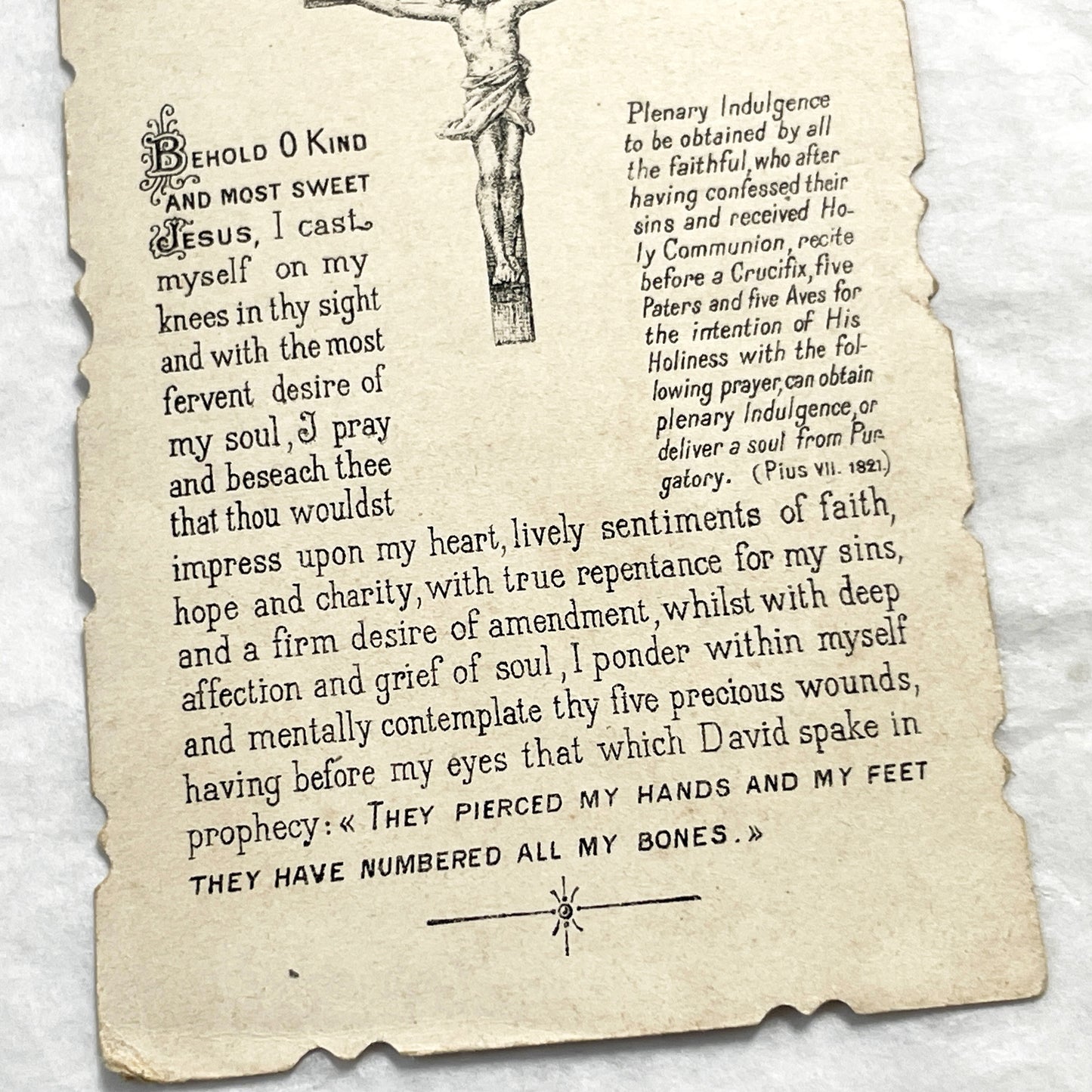 Late 19th - Antique Religious Holy Card in English - Jesus On Cross With Mary Magdalene - Prayer For Indulgence - Turgis Paris Chromo