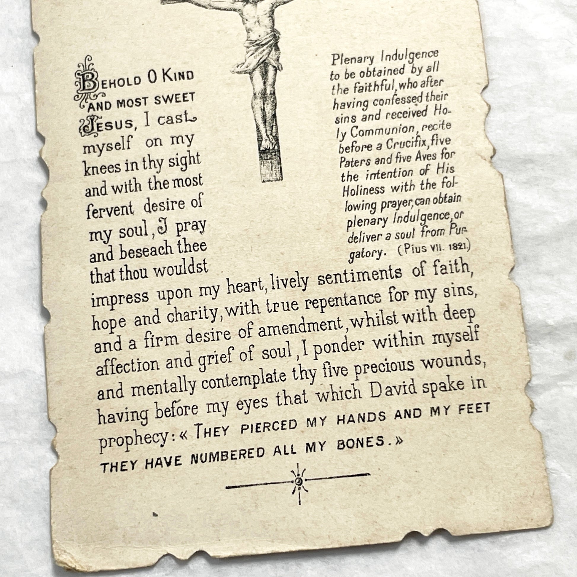 Late 19th - Antique Religious Holy Card in English - Jesus On Cross With Mary Magdalene - Prayer For Indulgence - Turgis Paris Chromo