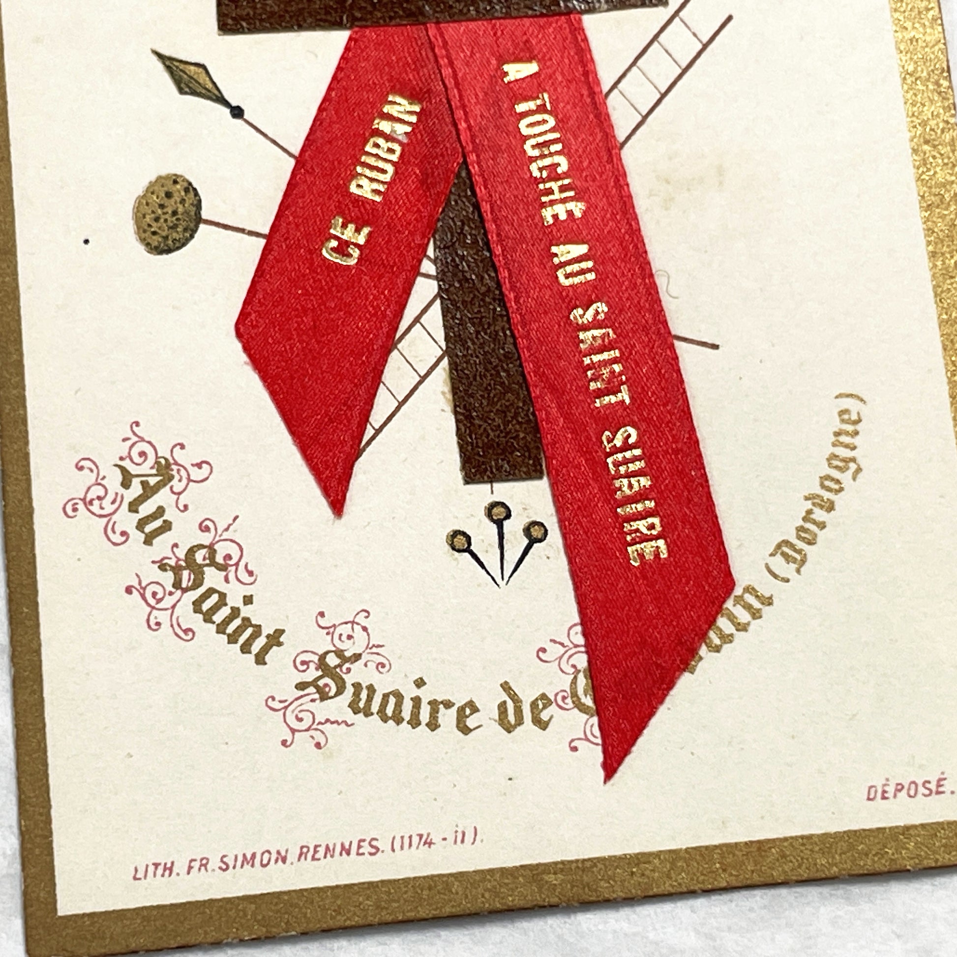 Late 19th - Religious Pilgrimage Souvenir Card - Holy Shroud of Cadouin Relic Card - Antique Catholic Memorabilia - France