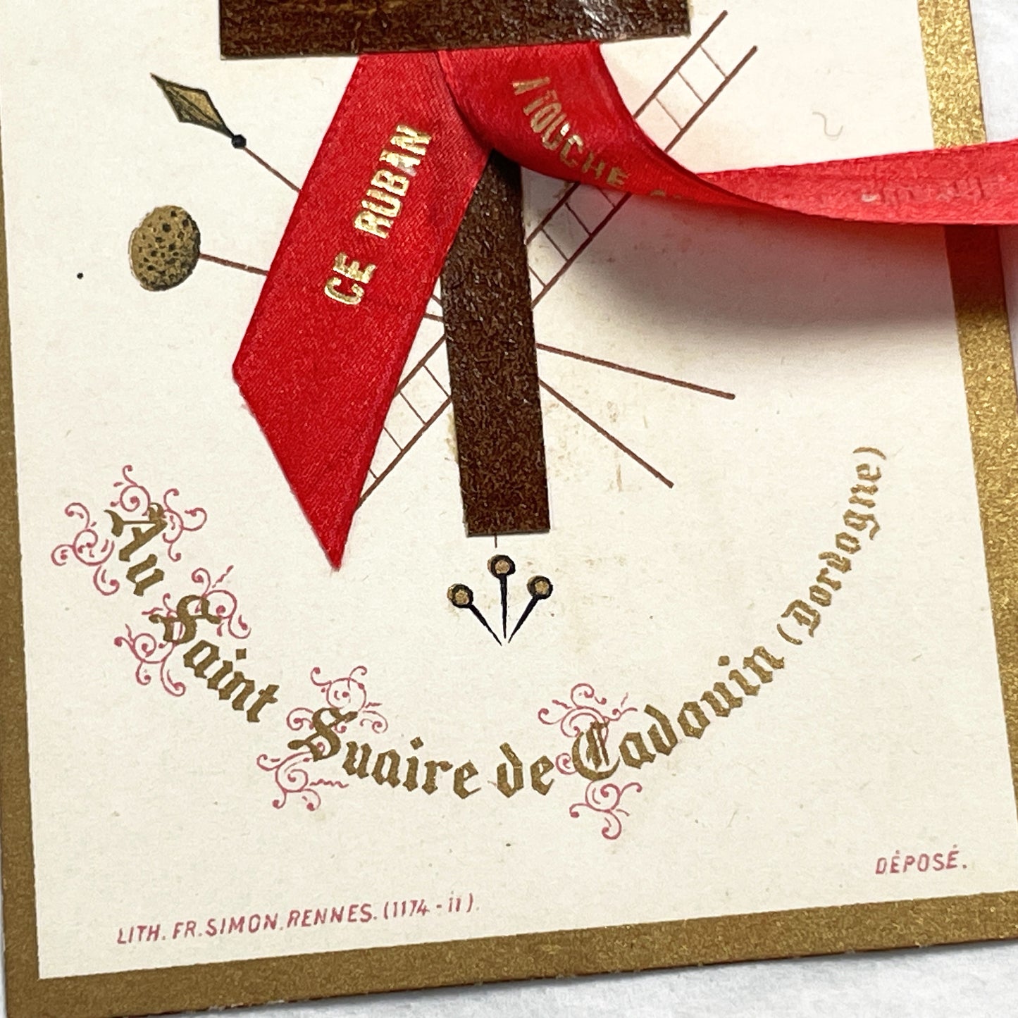 Late 19th - Religious Pilgrimage Souvenir Card - Holy Shroud of Cadouin Relic Card - Antique Catholic Memorabilia - France