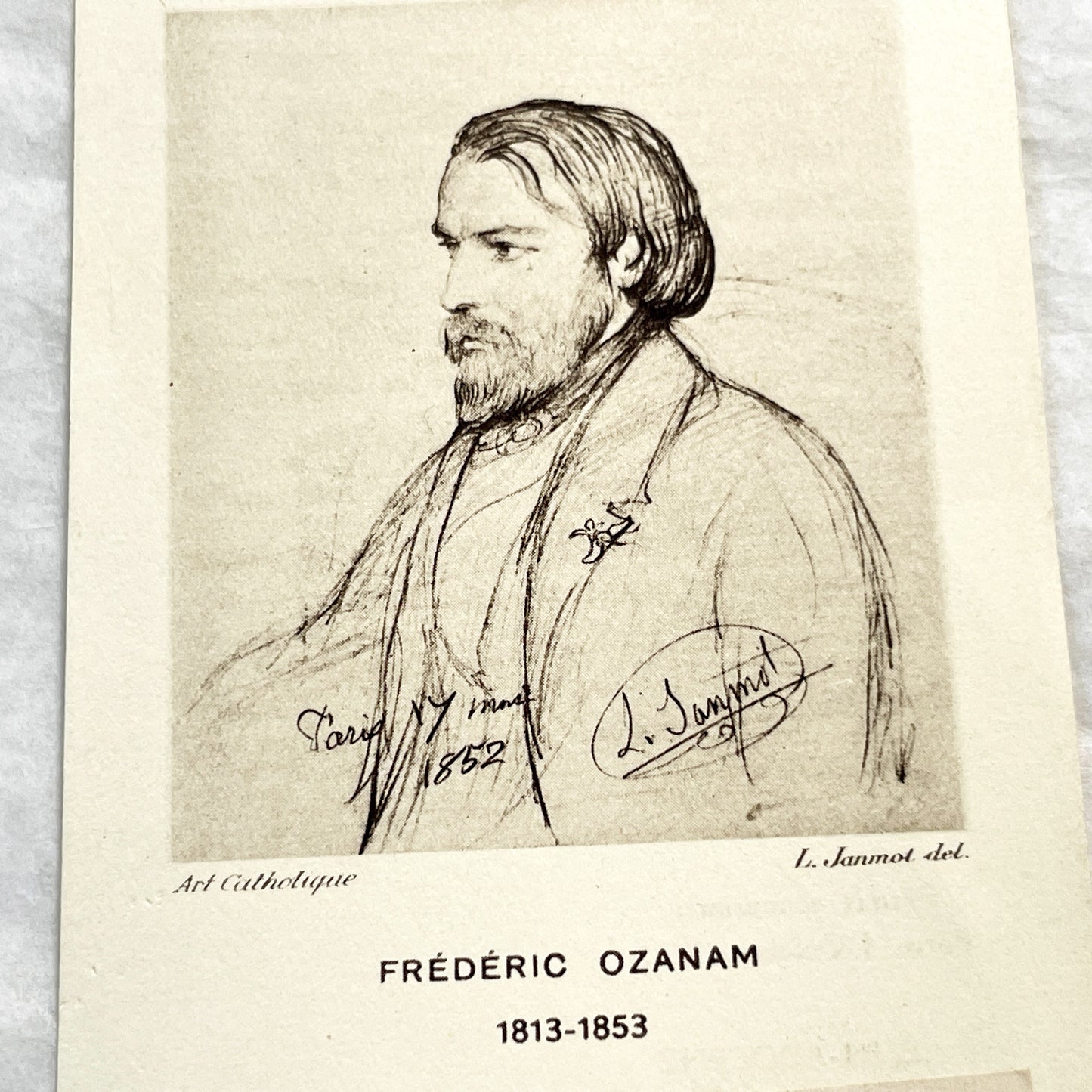 1910s - Frédéric Ozanam Relic Prayer Card - Society of Saint Vincent de Paul - Catholic Memorabilia - Vintage French Religious Item