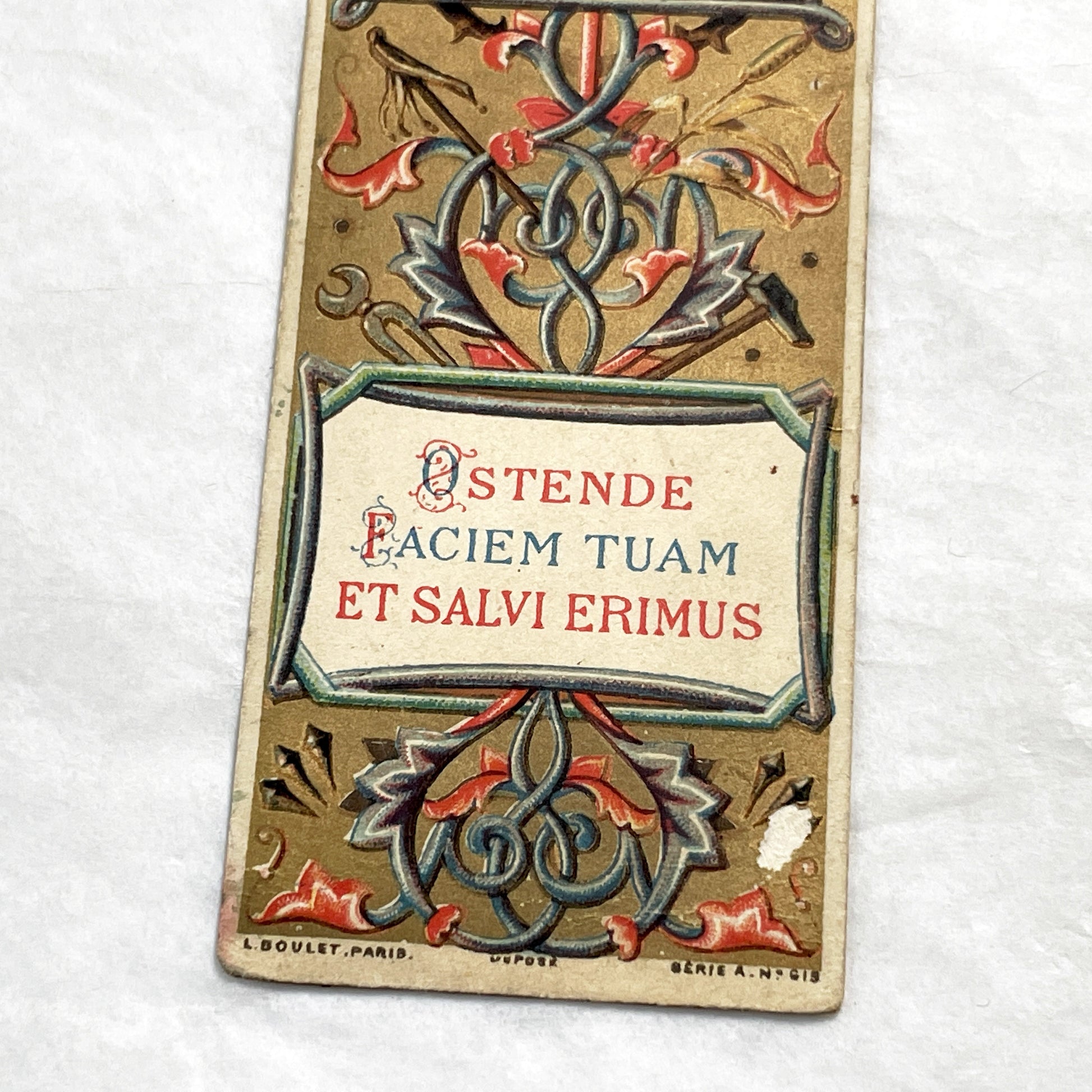 Late 19th - Antique Holy Face Prayer Card - Religious Bookmark with Latin Inscription - Devotional Art from Paris, France