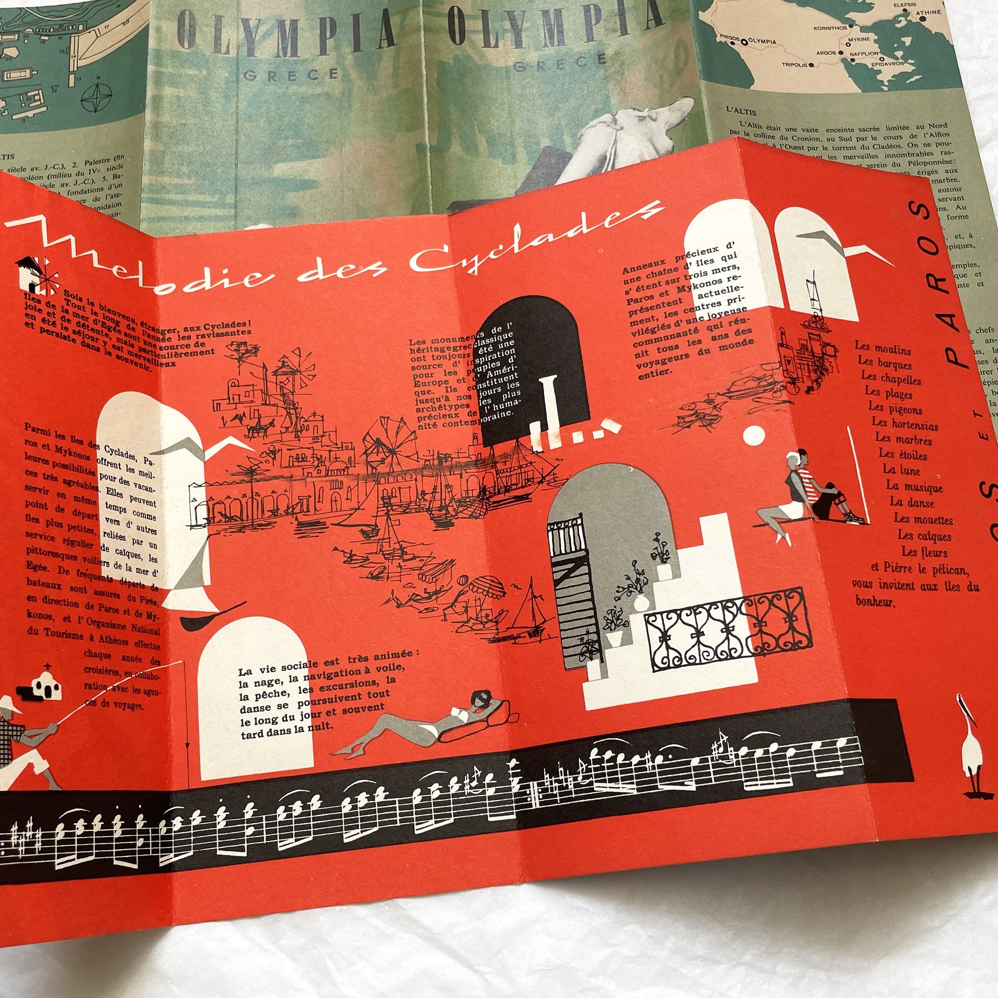 1960s - Vintage Greece Travel Brochures - Key Tours Excursions - Olympia Cyclades Mykonos Delos - Mid Century Modern Greek Tourism Ephemera