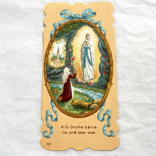 1900s - Vintage French Religious Holy Prayer Cards - Our Lady of Lourdes and Notre-Dame des Malades - Catholic Devotional Ephemera