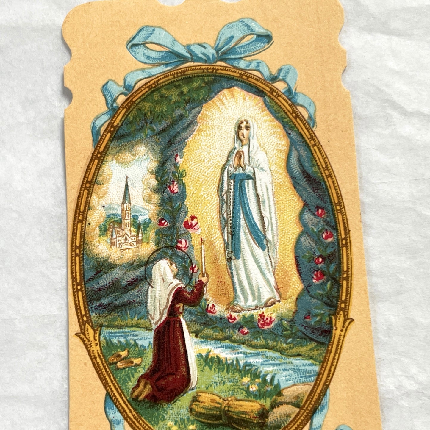 1900s - Vintage French Religious Holy Prayer Cards - Our Lady of Lourdes and Notre-Dame des Malades - Catholic Devotional Ephemera