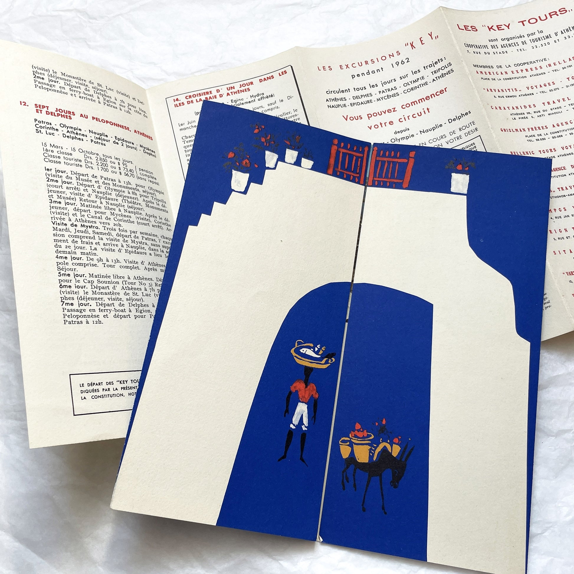 1960s - Vintage Greece Travel Brochures - Key Tours Excursions - Olympia Cyclades Mykonos Delos - Mid Century Modern Greek Tourism Ephemera