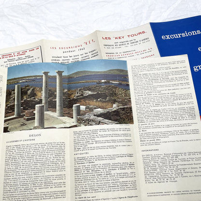 1960s - Vintage Greece Travel Brochures - Key Tours Excursions - Olympia Cyclades Mykonos Delos - Mid Century Modern Greek Tourism Ephemera
