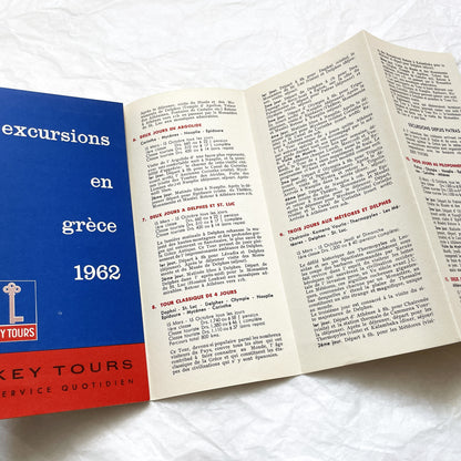 1960s - Vintage Greece Travel Brochures - Key Tours Excursions - Olympia Cyclades Mykonos Delos - Mid Century Modern Greek Tourism Ephemera