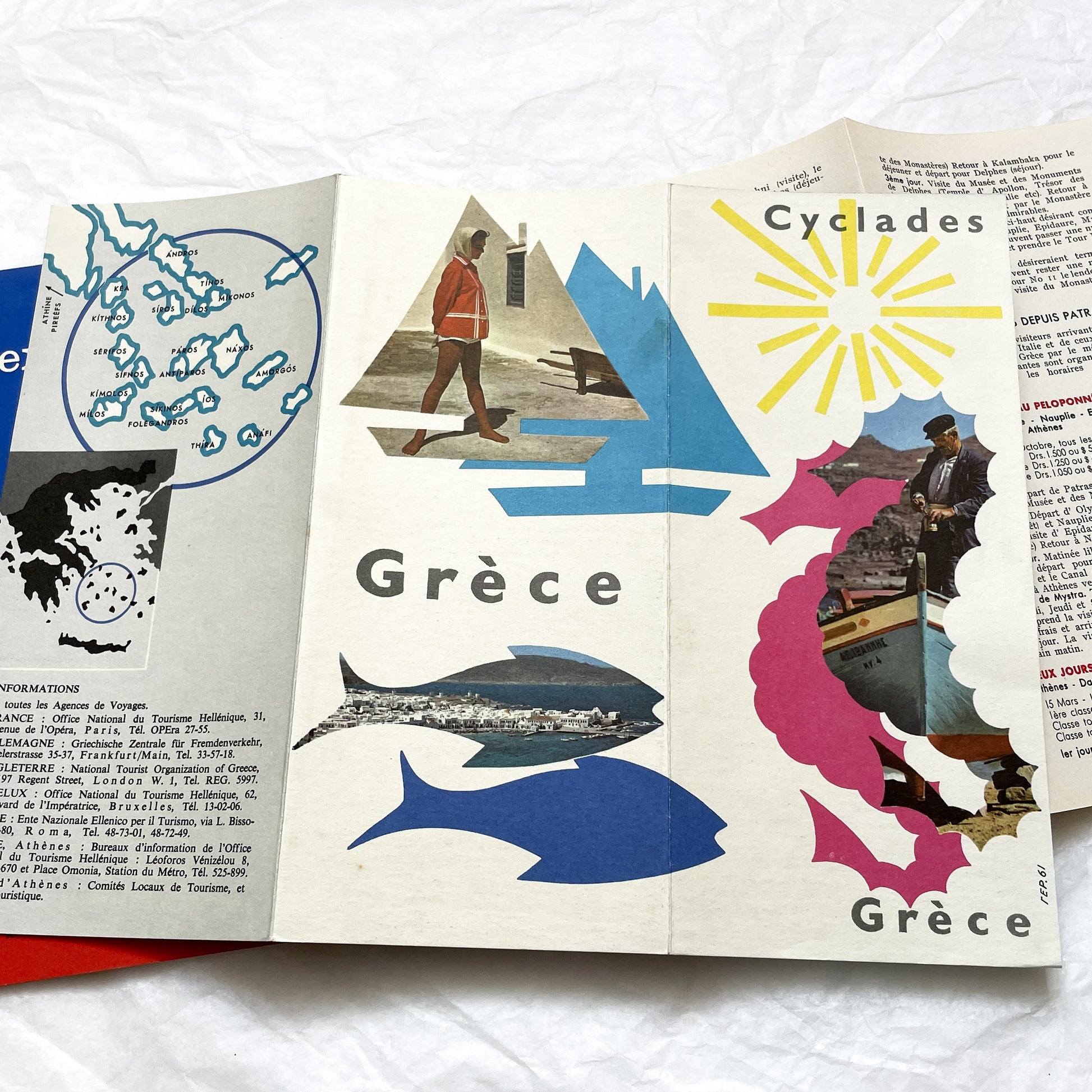 1960s - Vintage Greece Travel Brochures - Key Tours Excursions - Olympia Cyclades Mykonos Delos - Mid Century Modern Greek Tourism Ephemera