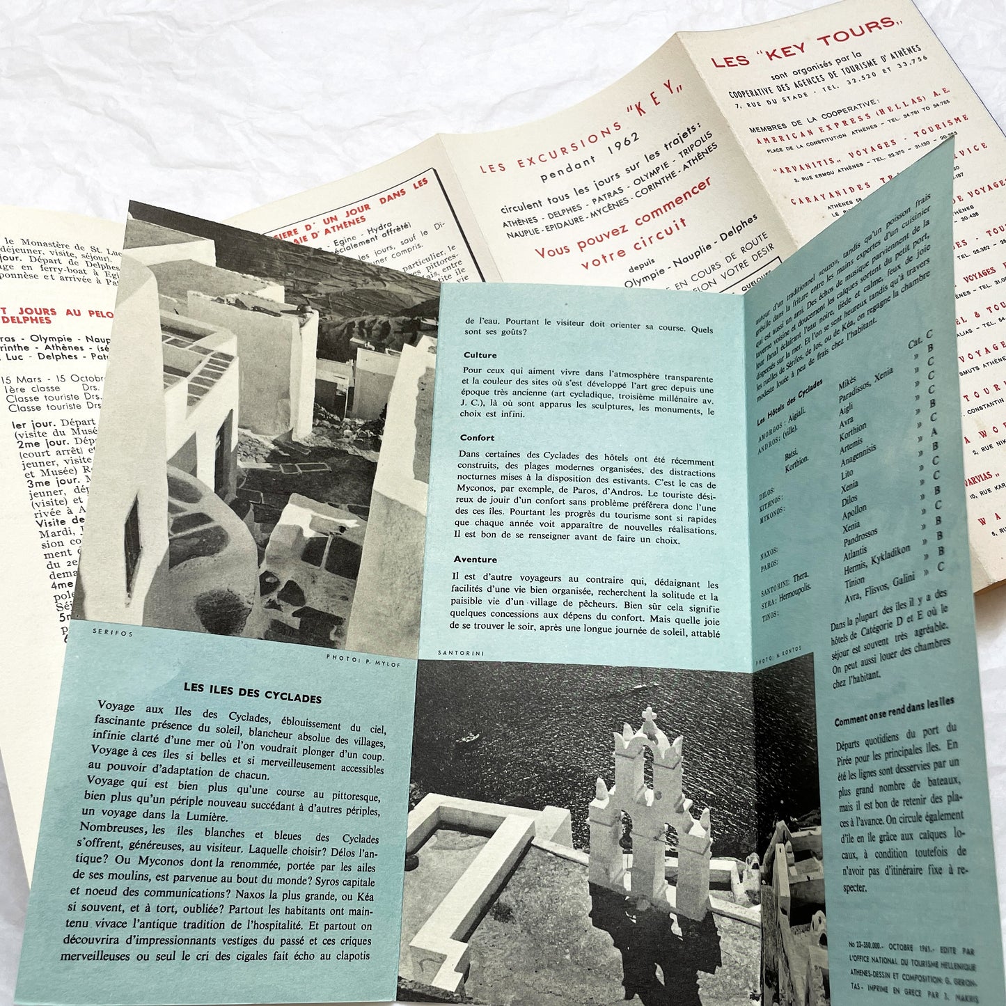 1960s - Vintage Greece Travel Brochures - Key Tours Excursions - Olympia Cyclades Mykonos Delos - Mid Century Modern Greek Tourism Ephemera