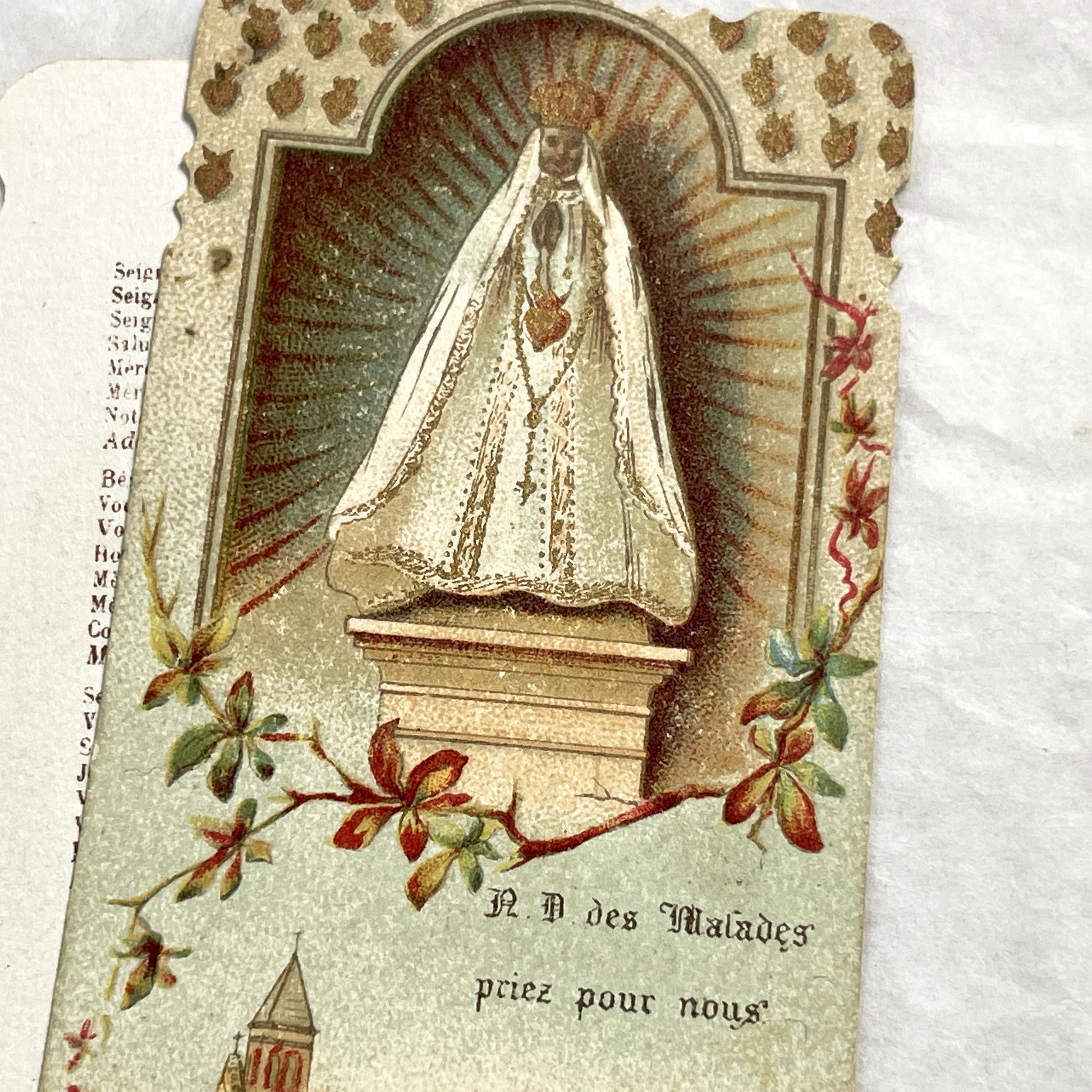 1900s - Vintage French Religious Holy Prayer Cards - Our Lady of Lourdes and Notre-Dame des Malades - Catholic Devotional Ephemera
