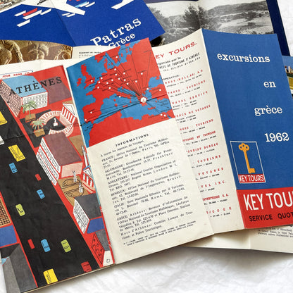 1960s - Greece Travel Brochures - Vintage Ephemera - Key Tours - Athens Crete Peloponnese Patras - Historical Tourist Souvenirs