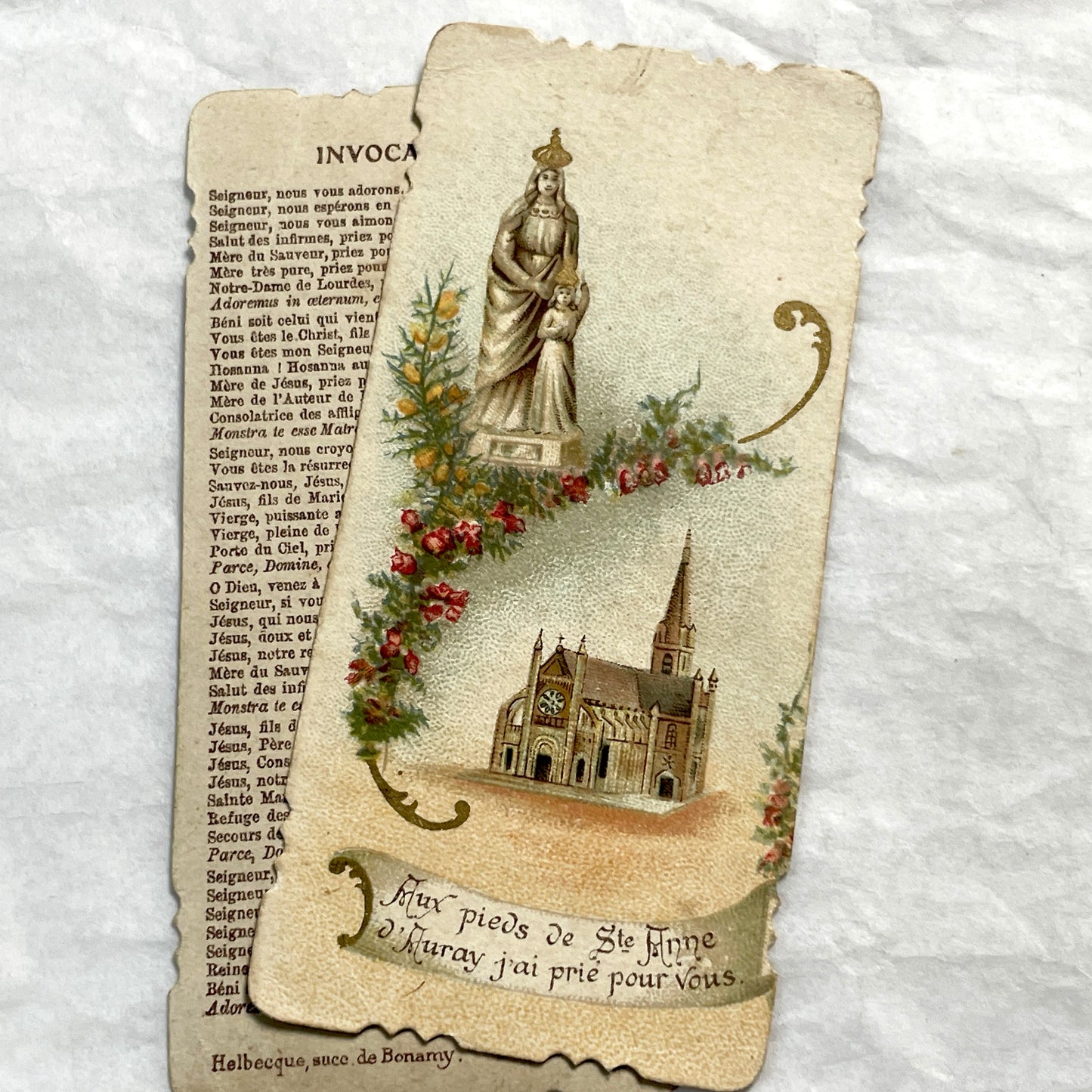 1900s - 3 Vintage French Catholic Prayer Cards - Holy Pictures with Saints and Virgin Mary - Devotional Religious Ephemera - Sacred Art