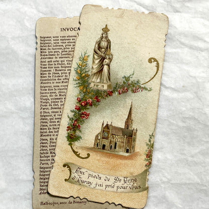 1900s - 3 Vintage French Catholic Prayer Cards - Holy Pictures with Saints and Virgin Mary - Devotional Religious Ephemera - Sacred Art