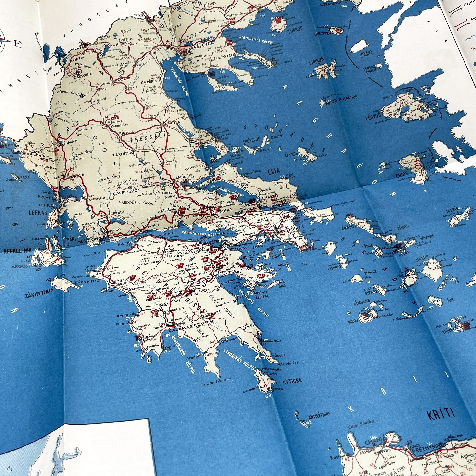 1960s - Vintage Greece Travel Brochures - Air France - Hellenic Mediterranean Lines - Athens Map - Mid Century Tourism Ephemera