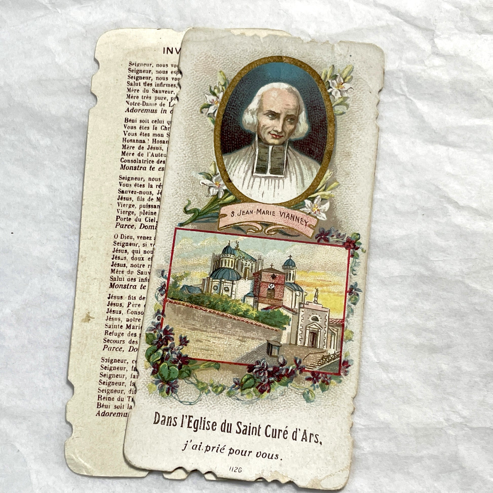 1900s - 3 Vintage French Religious Holy Cards - Saint Jean Marie Vianney Lourdes Shrine Prayer Images - Catholic Devotional Ephemera Set