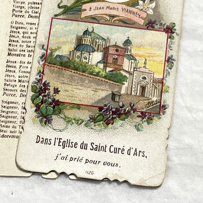 1900s - 3 Vintage French Religious Holy Cards - Saint Jean Marie Vianney Lourdes Shrine Prayer Images - Catholic Devotional Ephemera Set