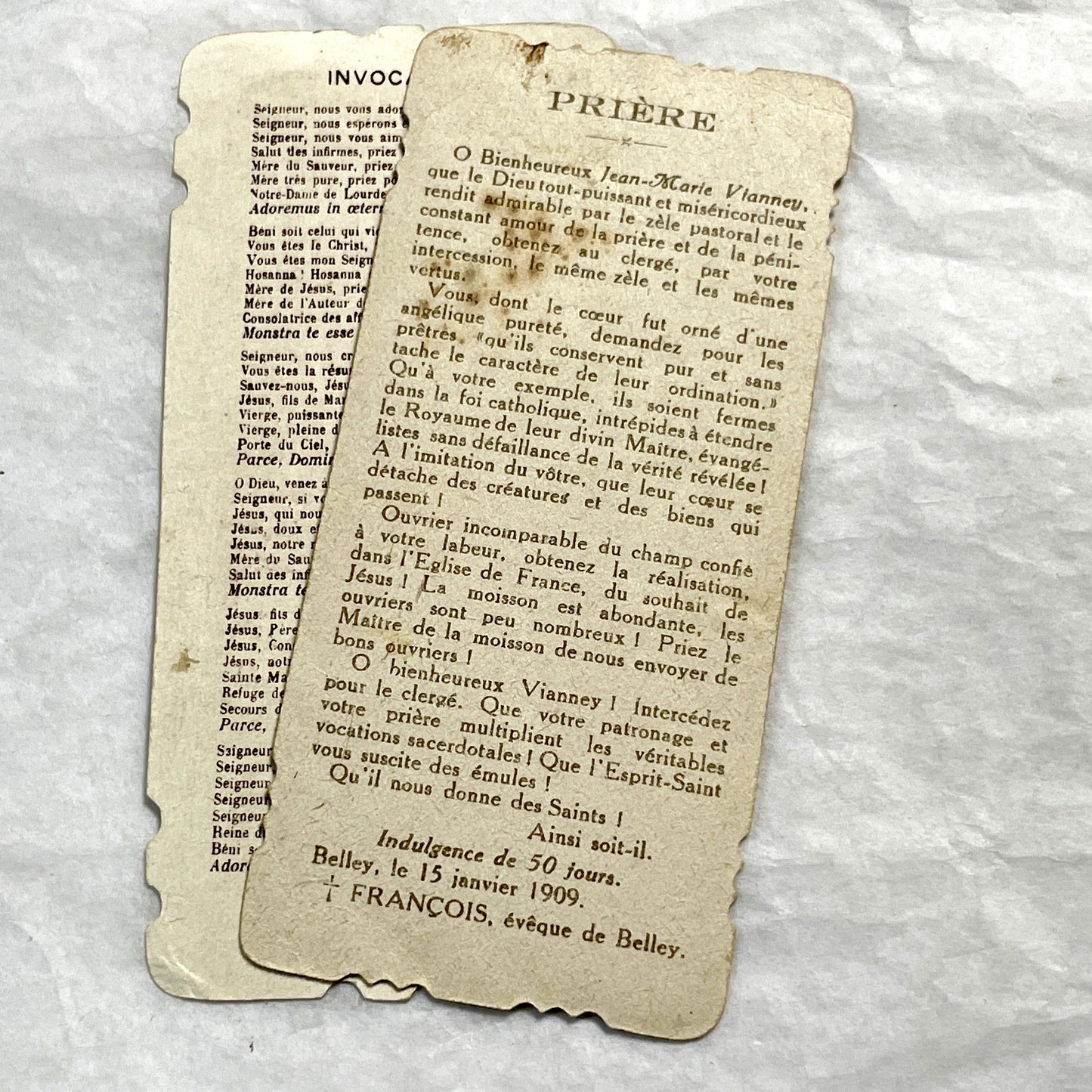 1900s - 3 Vintage French Religious Holy Cards - Saint Jean Marie Vianney Lourdes Shrine Prayer Images - Catholic Devotional Ephemera Set