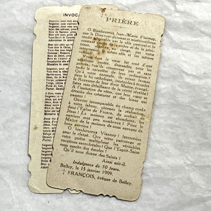 1900s - 3 Vintage French Religious Holy Cards - Saint Jean Marie Vianney Lourdes Shrine Prayer Images - Catholic Devotional Ephemera Set