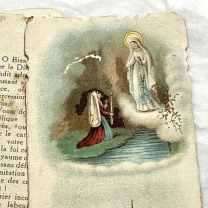 1900s - 3 Vintage French Religious Holy Cards - Saint Jean Marie Vianney Lourdes Shrine Prayer Images - Catholic Devotional Ephemera Set