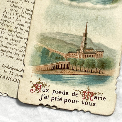 1900s - 3 Vintage French Religious Holy Cards - Saint Jean Marie Vianney Lourdes Shrine Prayer Images - Catholic Devotional Ephemera Set