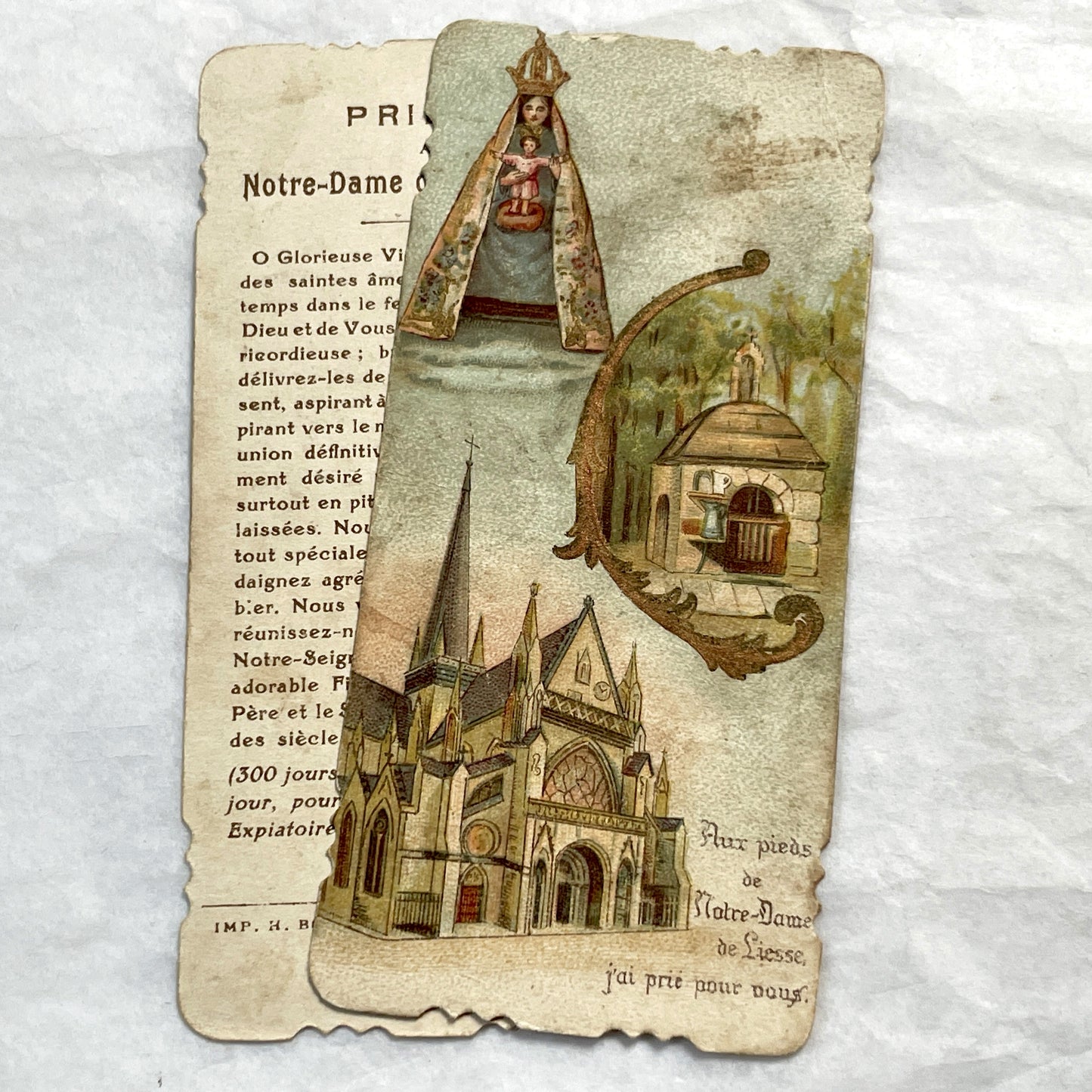 1910s - 3 Vintage French Religious Holy Cards - Our Lady of Verdelais, Montligeon, Liesse - Pope Pius X Prayer - Catholic Ephemera