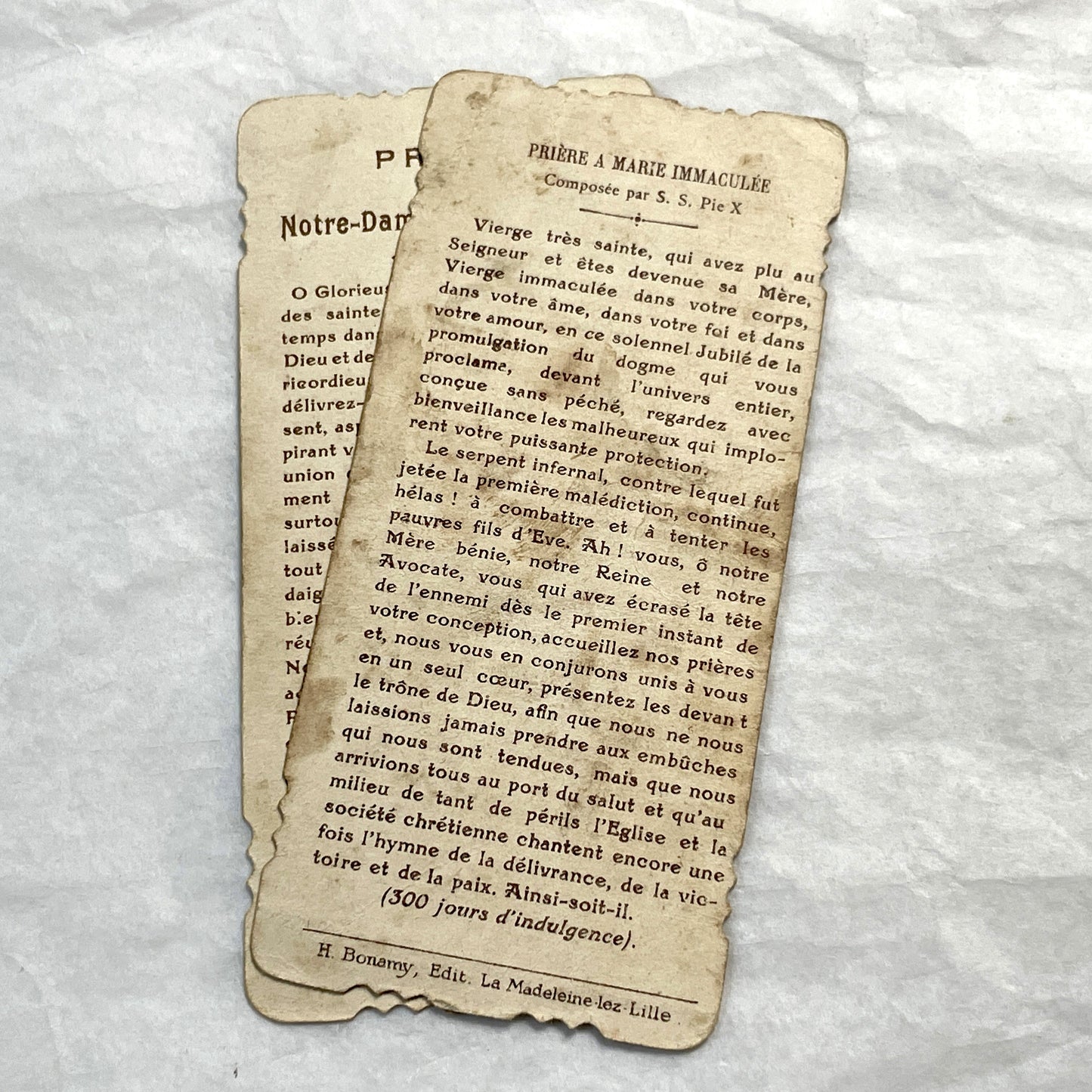 1910s - 3 Vintage French Religious Holy Cards - Our Lady of Verdelais, Montligeon, Liesse - Pope Pius X Prayer - Catholic Ephemera