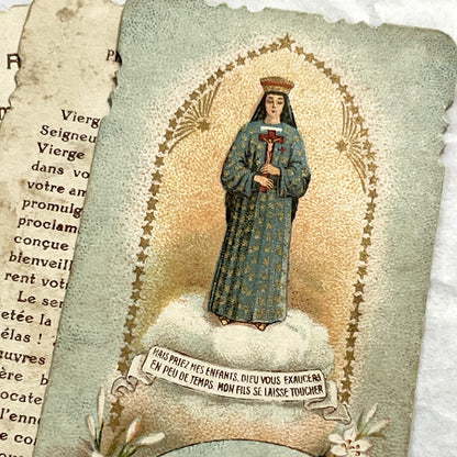 1910s - 3 Vintage French Religious Holy Cards - Our Lady of Verdelais, Montligeon, Liesse - Pope Pius X Prayer - Catholic Ephemera