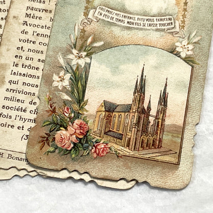 1910s - 3 Vintage French Religious Holy Cards - Our Lady of Verdelais, Montligeon, Liesse - Pope Pius X Prayer - Catholic Ephemera