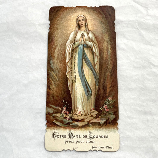 1900s - 3 Vintage French Holy Prayer Cards - Lourdes Apparition - Saint Michael - Catholic Devotional Ephemera