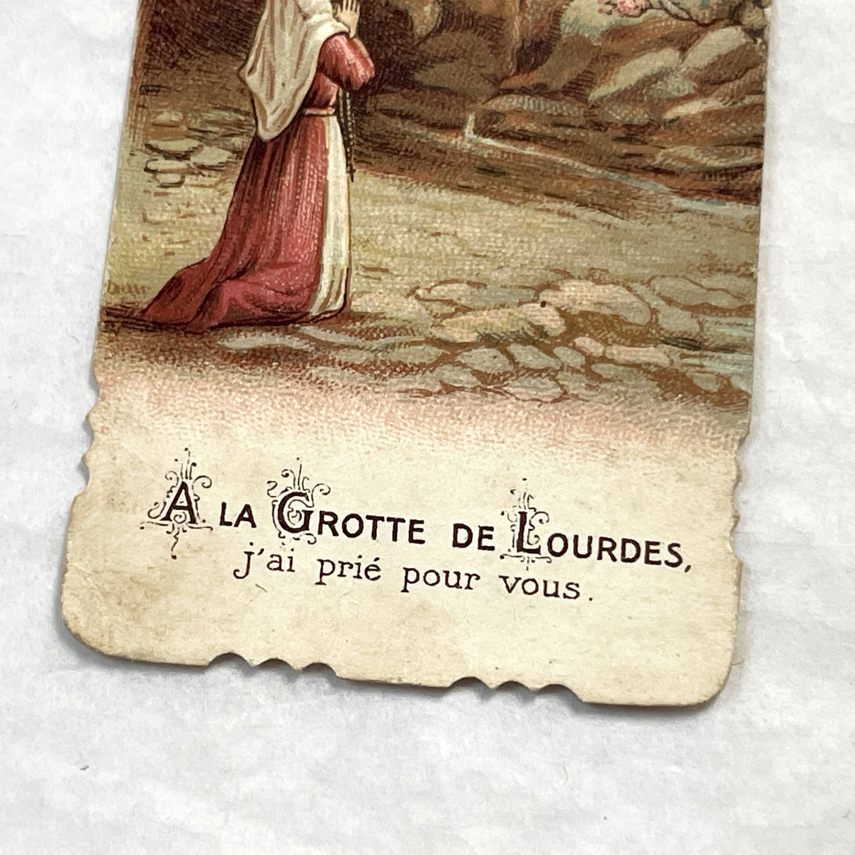 1900s - 3 Vintage French Catholic Holy Cards - Lourdes Apparitions, Prayer - Virgin Mary Devotion - Collectible Ephemera for Scrapbooking.