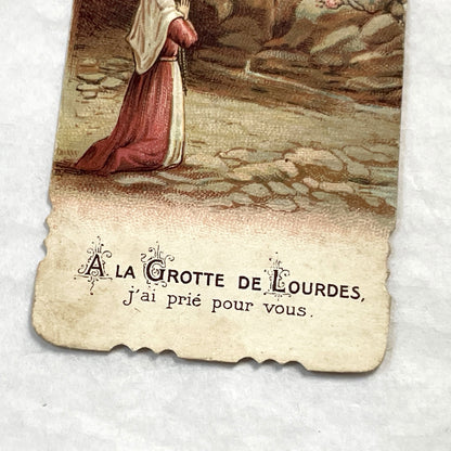 1900s - 3 Vintage French Catholic Holy Cards - Lourdes Apparitions, Prayer - Virgin Mary Devotion - Collectible Ephemera for Scrapbooking.