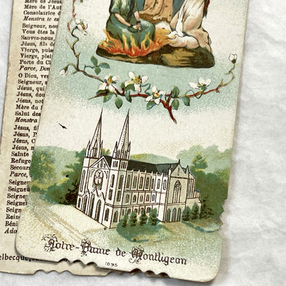 1900s - 3 Vintage French Catholic Holy Cards - Lourdes Apparitions, Prayer - Virgin Mary Devotion - Collectible Ephemera for Scrapbooking.