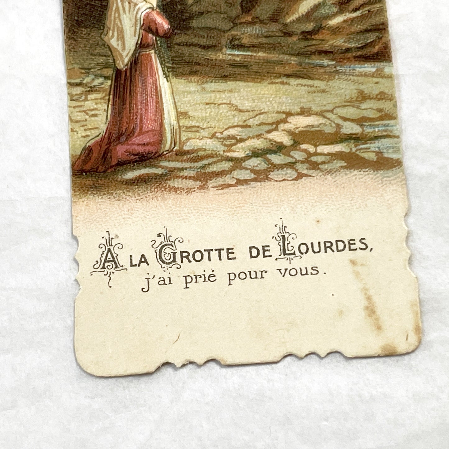 1900s - 3 Vintage French Religious Holy Cards Lourdes Apparitions - Our Lady of Oak Devotional Prayer Chromos - Antique Ephemera Set