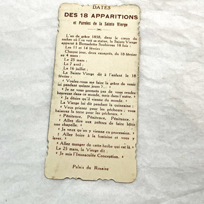 1900s - 3 Vintage French Religious Holy Cards Lourdes Apparitions - Our Lady of Oak Devotional Prayer Chromos - Antique Ephemera Set