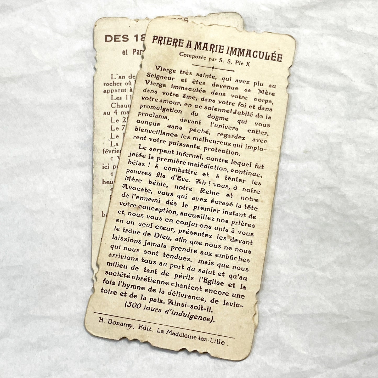 1900s - 3 Vintage French Religious Holy Cards Lourdes Apparitions - Our Lady of Oak Devotional Prayer Chromos - Antique Ephemera Set