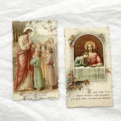 1900s - Antique French Religious Communion Cards - Vintage Sacred Art Ephemera - First Communion Souvenir - Christian Collectibles