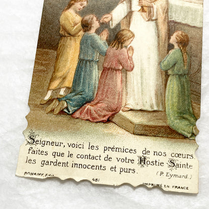 1910s - 2 Vintage French Religious Prayer Cards - Set of Two Devotional Holy Communion Chromolithographs - Early 20th Century Sacred Art