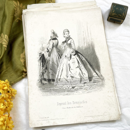1860s - Original French 1862 Journal des Demoiselles Fashion Plate - Exquisite Victorian Ladies' Attire Engraving - Antique Parisian Chic
