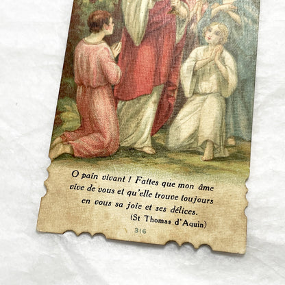 1910s - Vintage French Religious Holy Cards - Reverent Depictions of Jesus - Eucharist and Emmaus Story - Devotional Prayer Ephemera