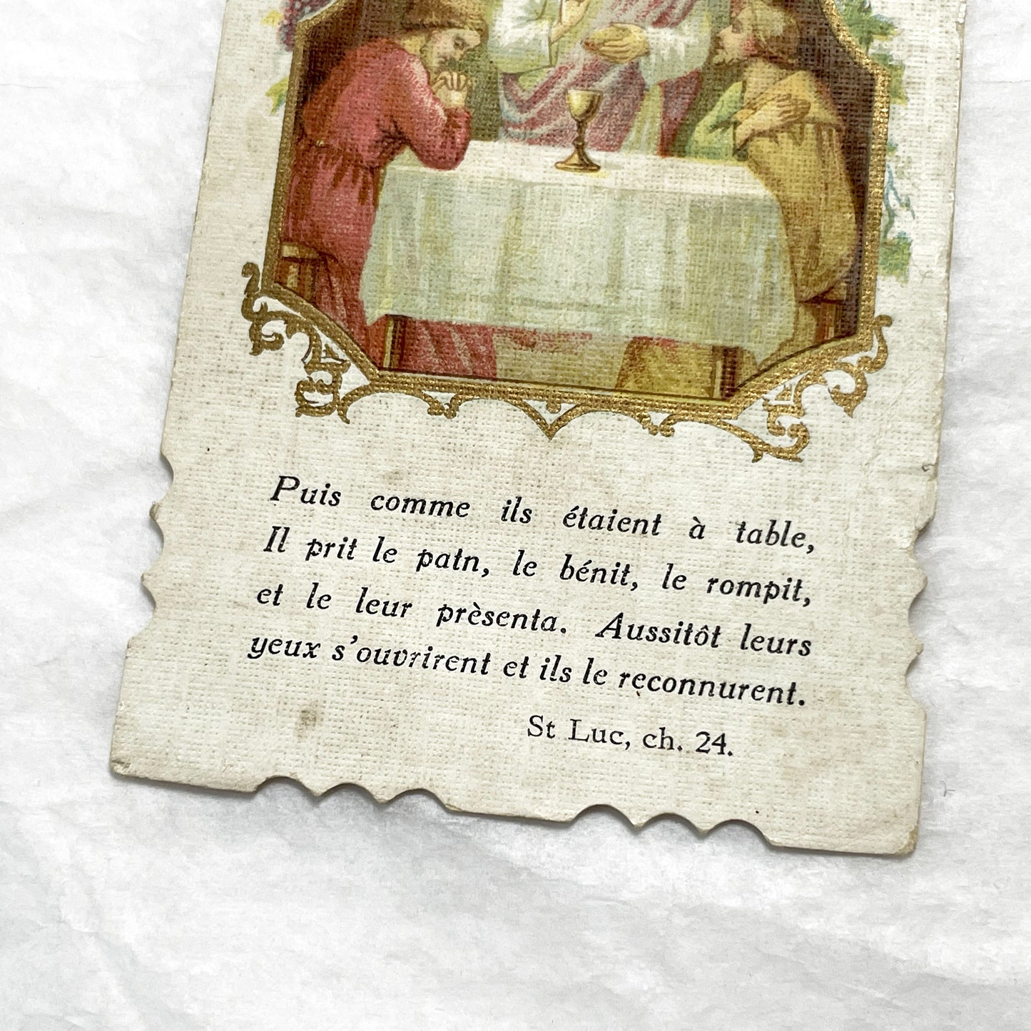 1910s - Vintage French Religious Holy Cards - Reverent Depictions of Jesus - Eucharist and Emmaus Story - Devotional Prayer Ephemera