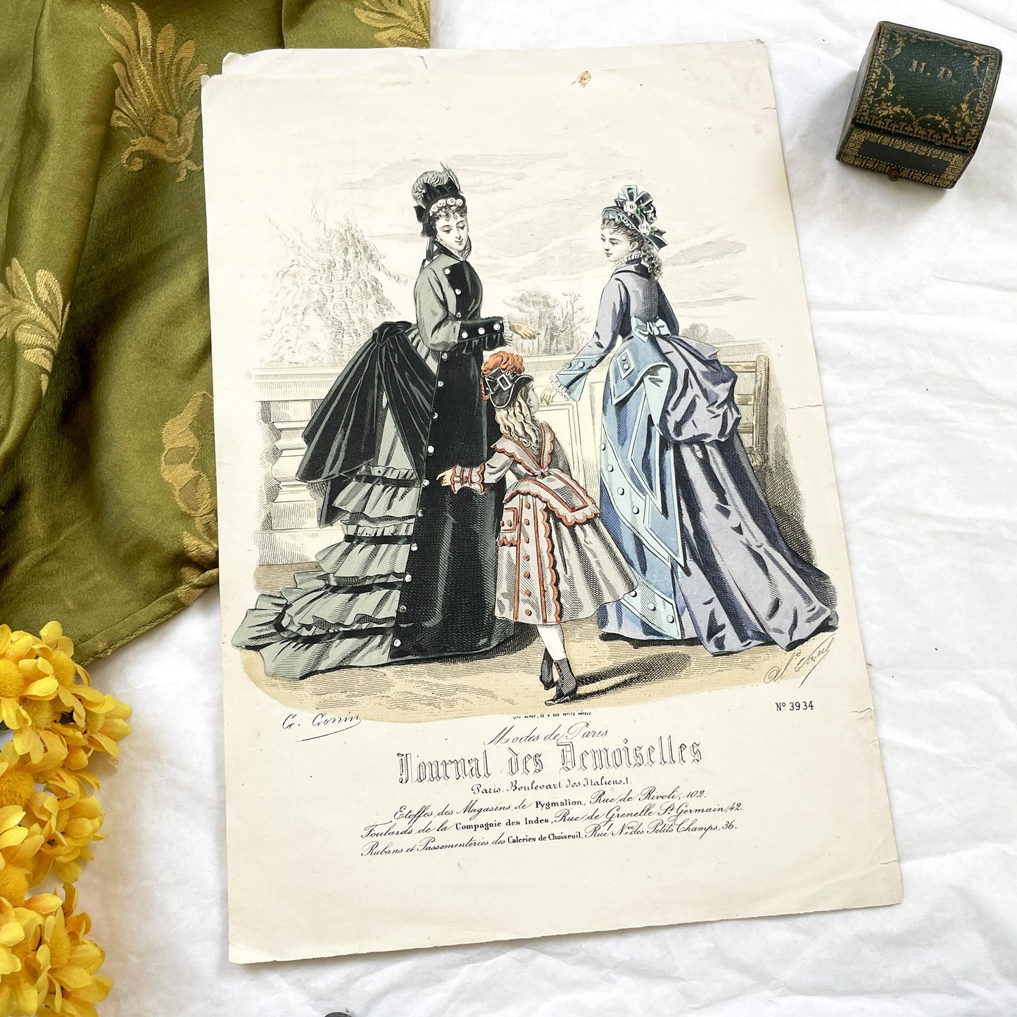 1880s - Original French Fashion Print - "Journal des Demoiselles" - Parisian Elegant Women and Girl Attire - Historic Costume
