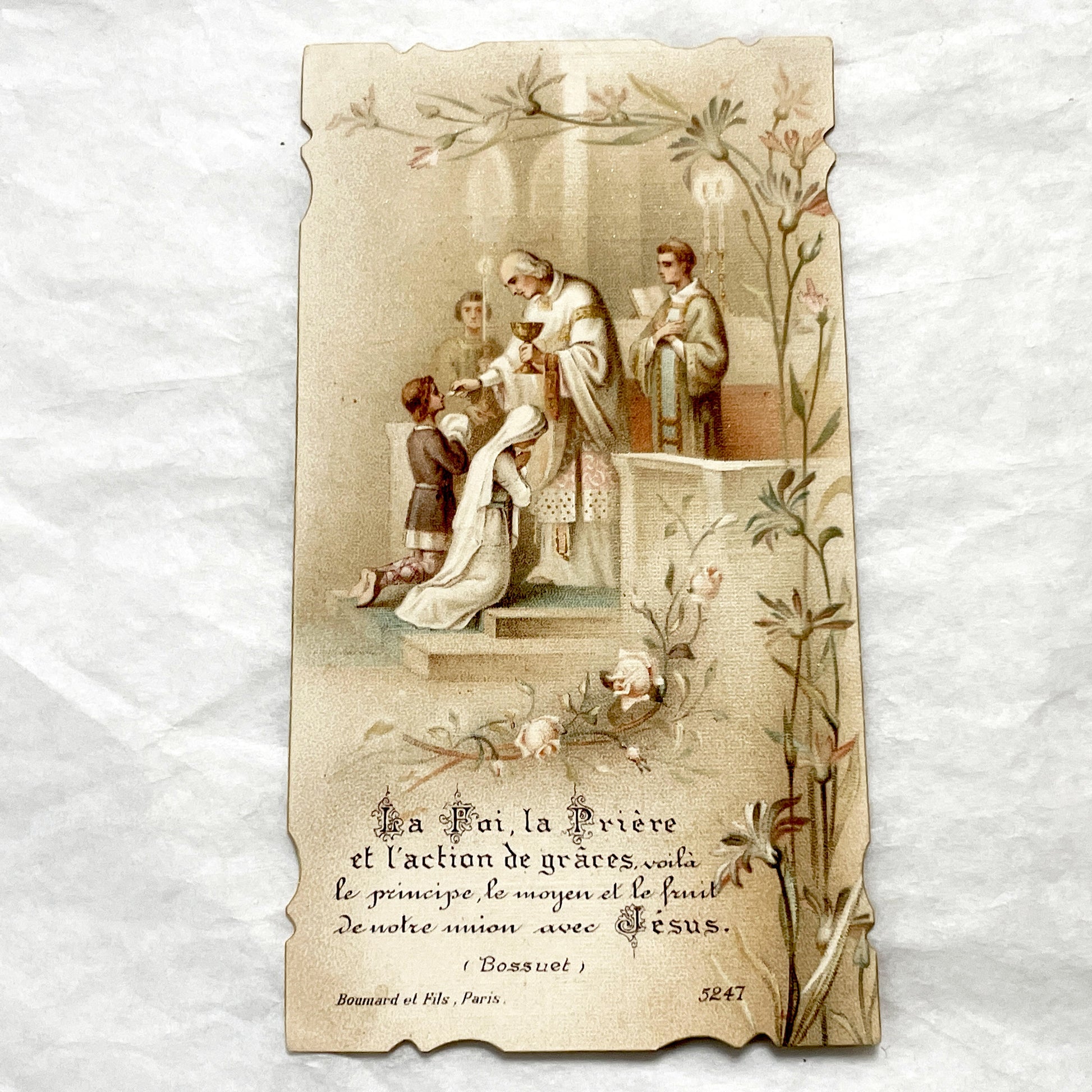 1900s - 2 Antique French Religious Cards - First Communion Souvenir - Virgin Mary Assumption - Sacred Art Ephemera for Collectors