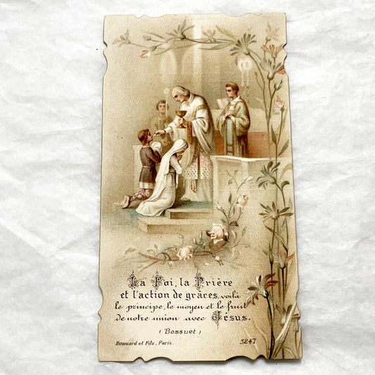 1900s - 2 Antique French Religious Cards - First Communion Souvenir - Virgin Mary Assumption - Sacred Art Ephemera for Collectors