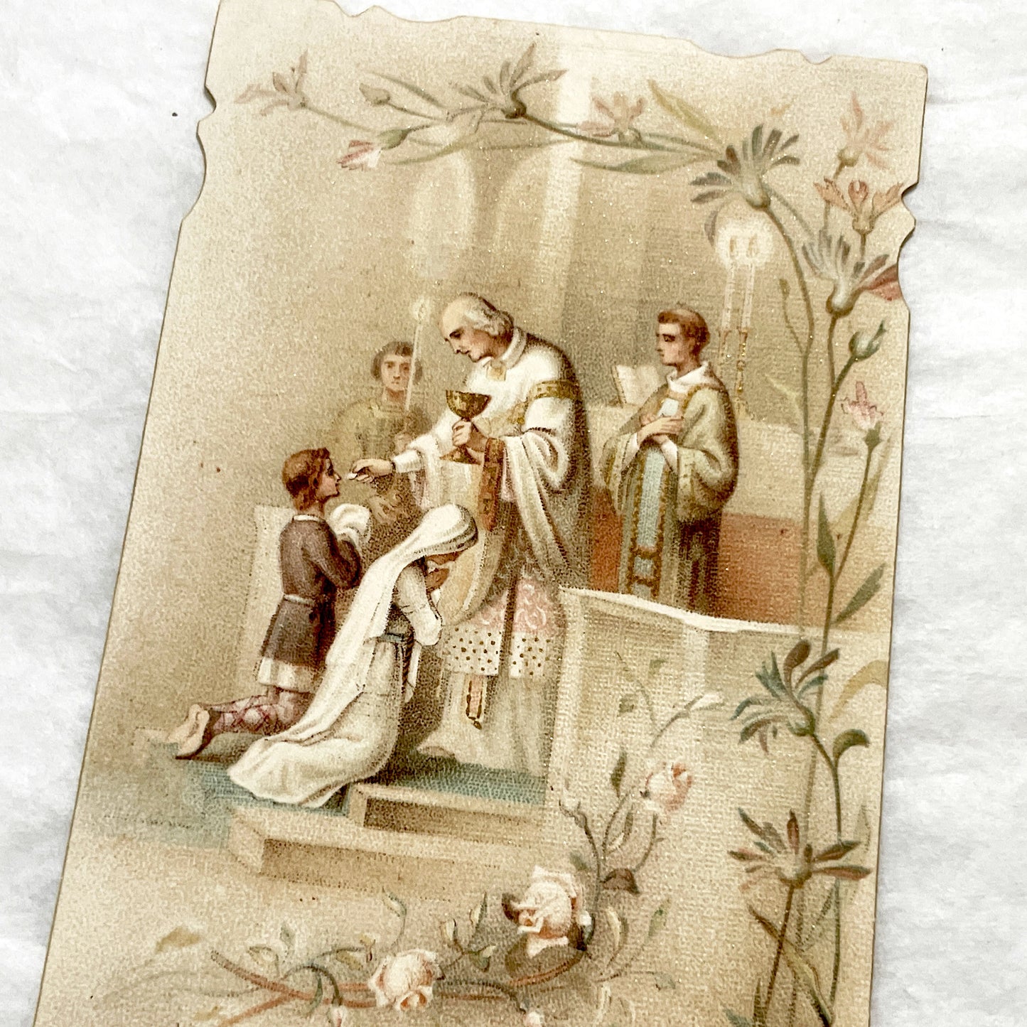 1900s - 2 Antique French Religious Cards - First Communion Souvenir - Virgin Mary Assumption - Sacred Art Ephemera for Collectors