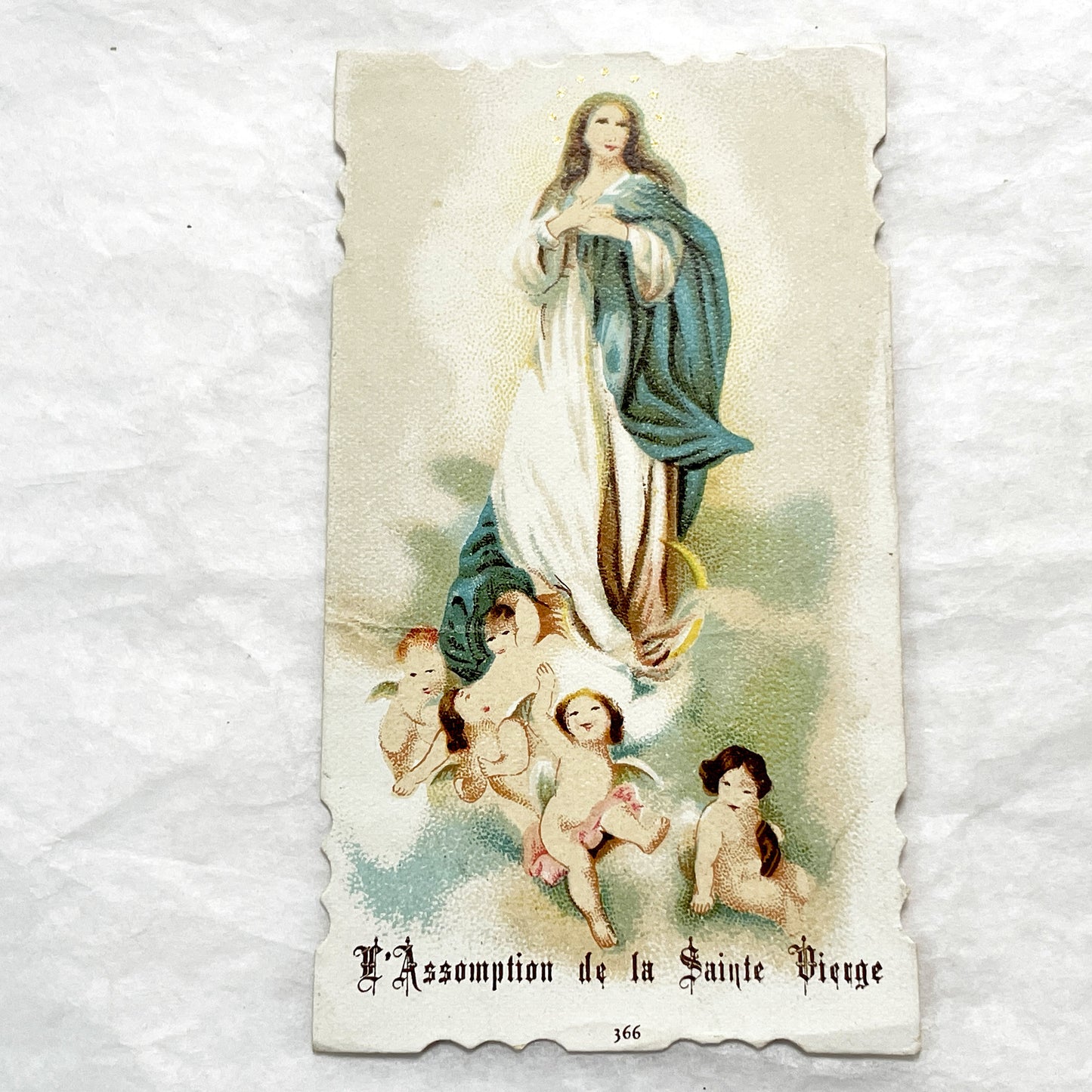 1900s - 2 Antique French Religious Cards - First Communion Souvenir - Virgin Mary Assumption - Sacred Art Ephemera for Collectors