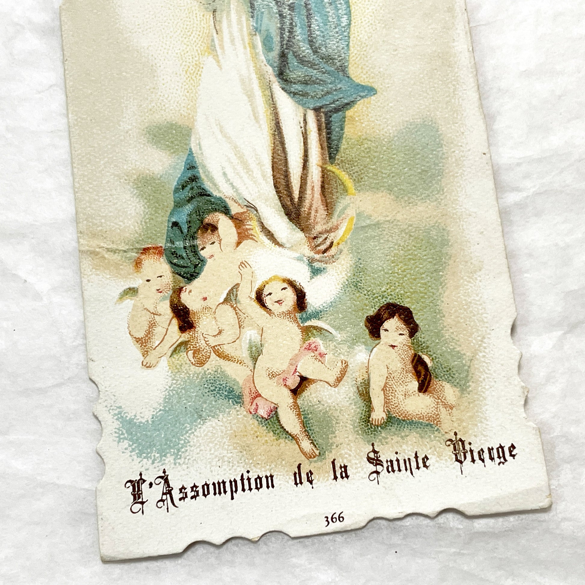 1900s - 2 Antique French Religious Cards - First Communion Souvenir - Virgin Mary Assumption - Sacred Art Ephemera for Collectors