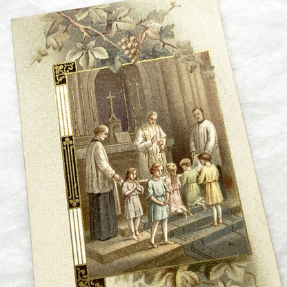 1910s - 2 Vintage French Religious Communion Cards - First Communion Souvenir Booklet - Children Receiving Eucharist - Catholic Ephemera