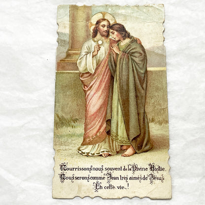 1900s - 2 Vintage French Religious Holy Cards - Jesus Devotional Ephemera - Catholic Prayer Art Collectibles - Antique Faith Keepsake