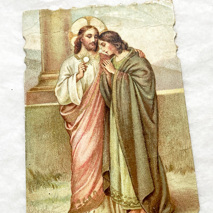 1900s - 2 Vintage French Religious Holy Cards - Jesus Devotional Ephemera - Catholic Prayer Art Collectibles - Antique Faith Keepsake